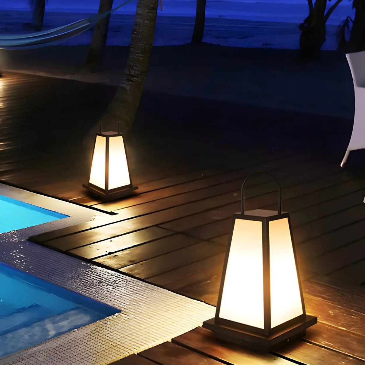 Creative Portable Cone Lantern Outdoor Floor Lamp Black Image - 4