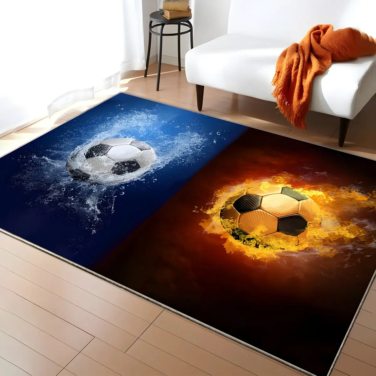 Creative Rectangular Sports Print Soccer Game Area Rug Image - 5