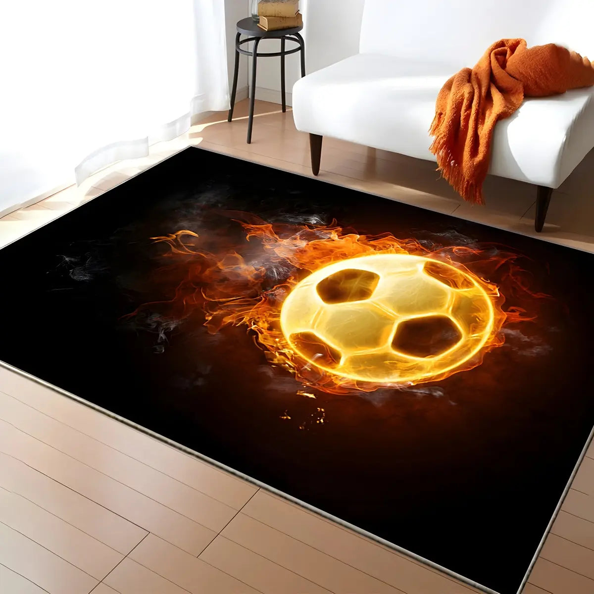 Creative Rectangular Sports Print Soccer Game Area Rug Image - 6