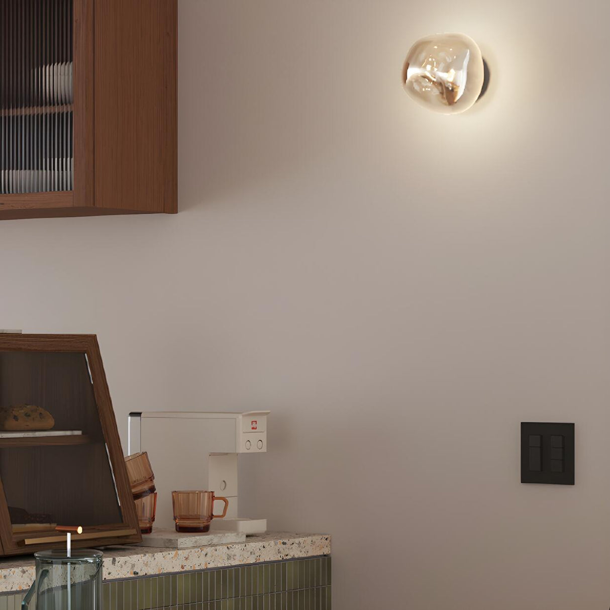 Creative Rock-Shaped Chrome Glass Wall Sconce Light Image - 19