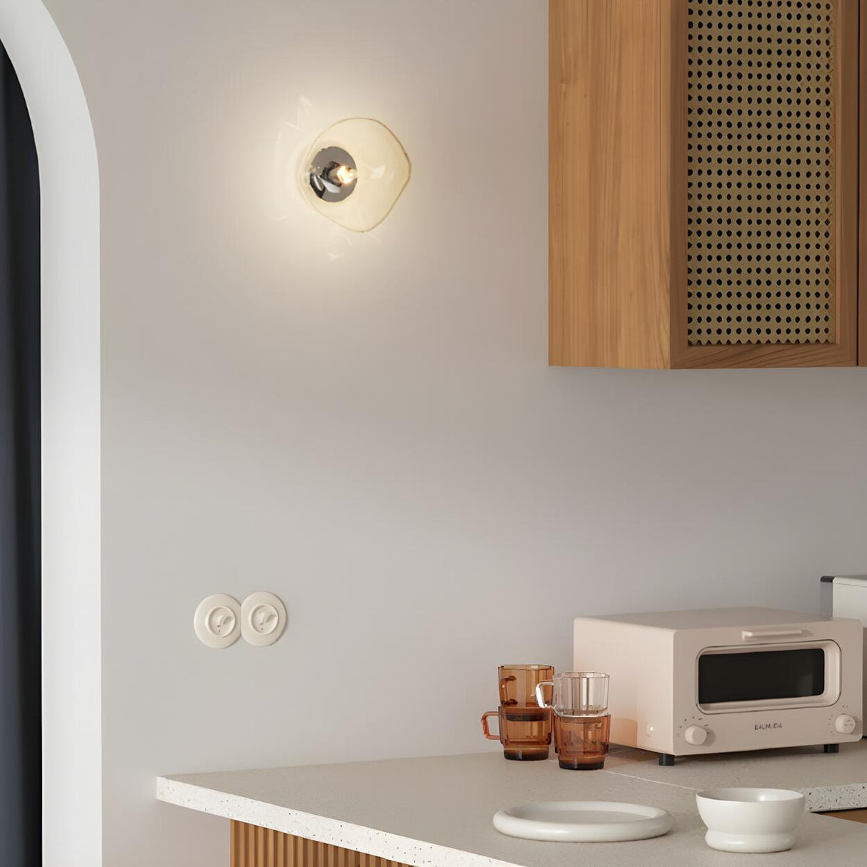 Creative Rock-Shaped Chrome Glass Wall Sconce Light Image - 23