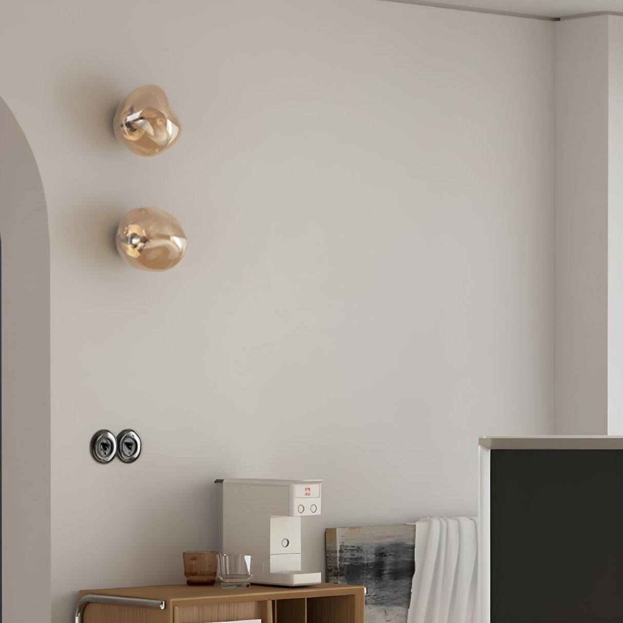 Creative Rock-Shaped Chrome Glass Wall Sconce Light Image - 8