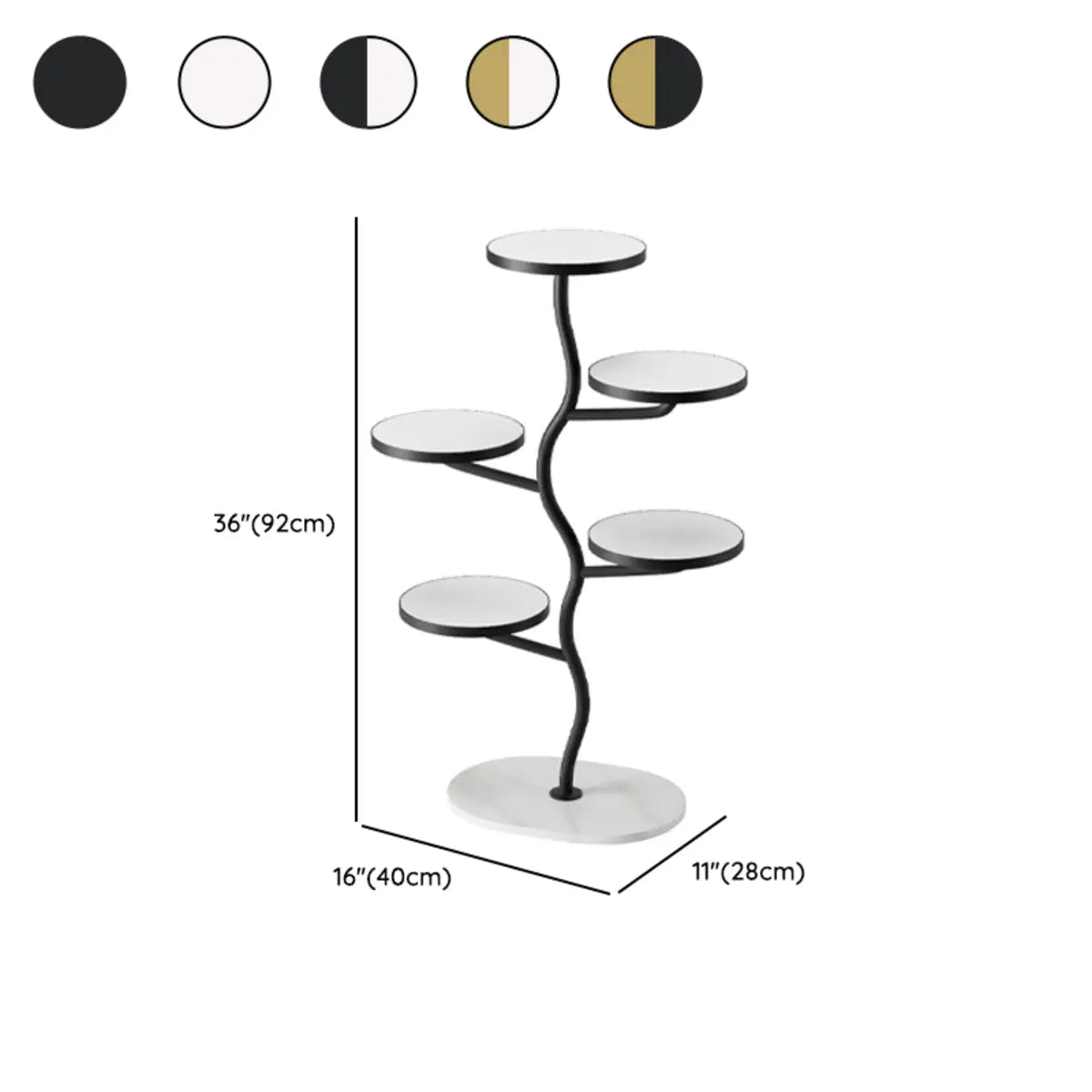 Creative Stone Tree Round Tray Floor Plant Stand White