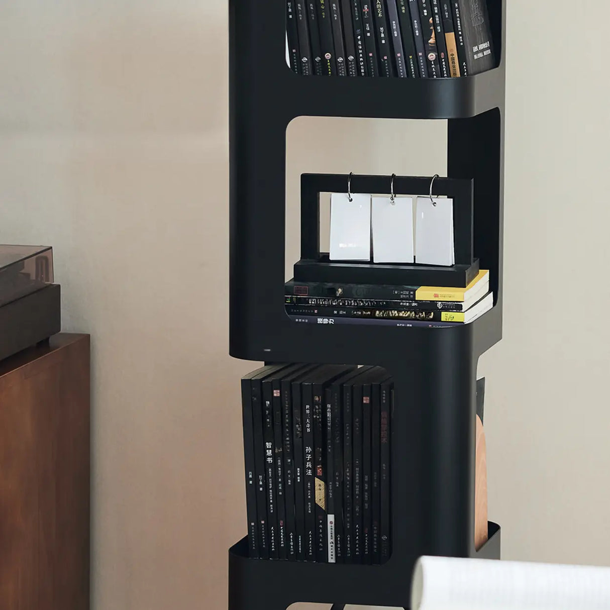 Creative Tower Open Chain Metal Storage Bookcase Black Image - 15