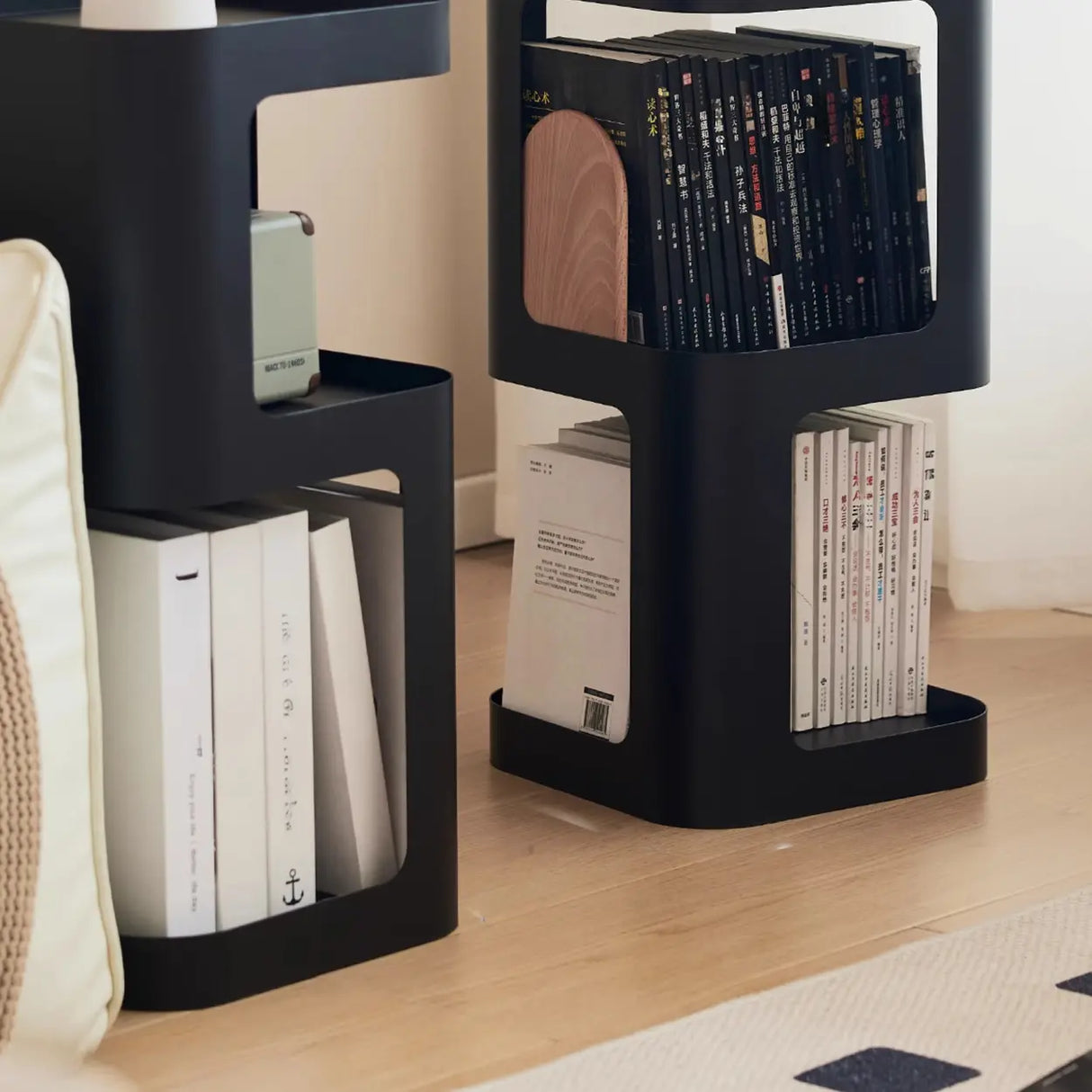 Creative Tower Open Chain Metal Storage Bookcase Black Image - 19