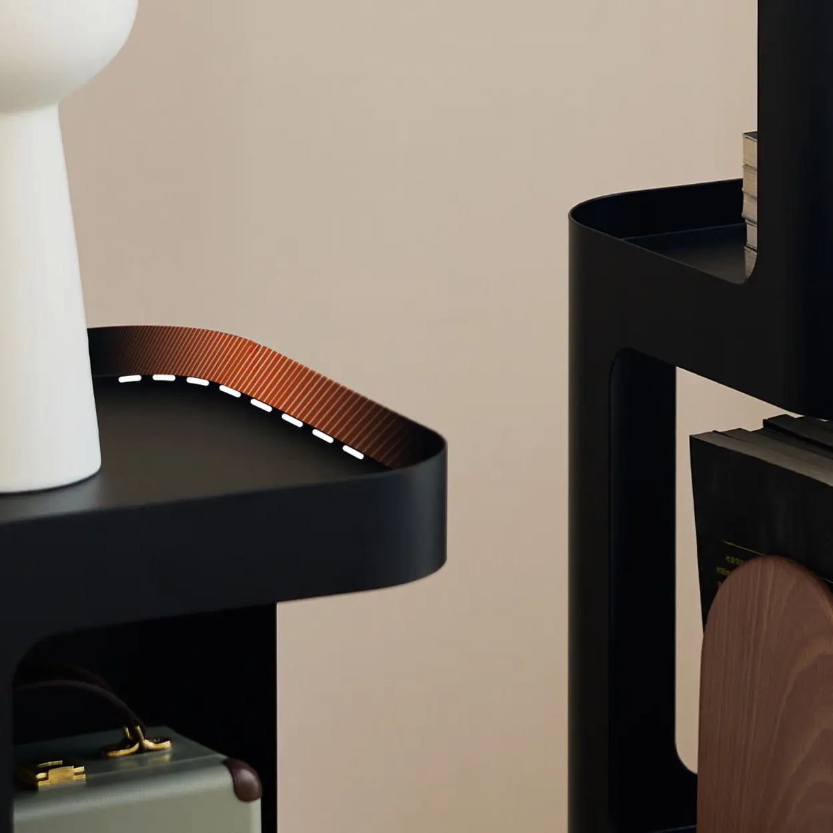 Creative Tower Open Chain Metal Storage Bookcase Black Image - 8