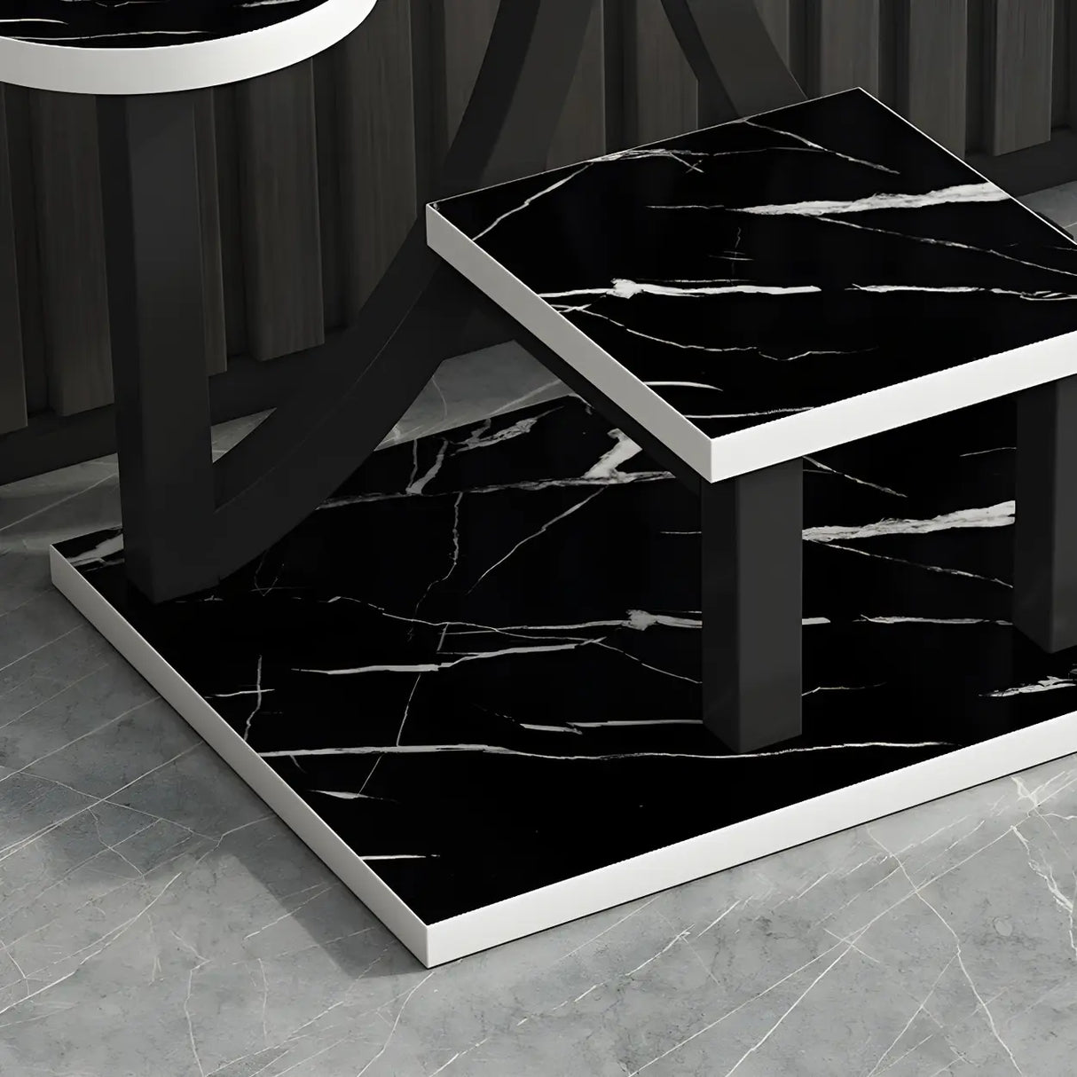 Creative Tree-Shaped Metal Round Shelves Black Plant Stand Image - 16