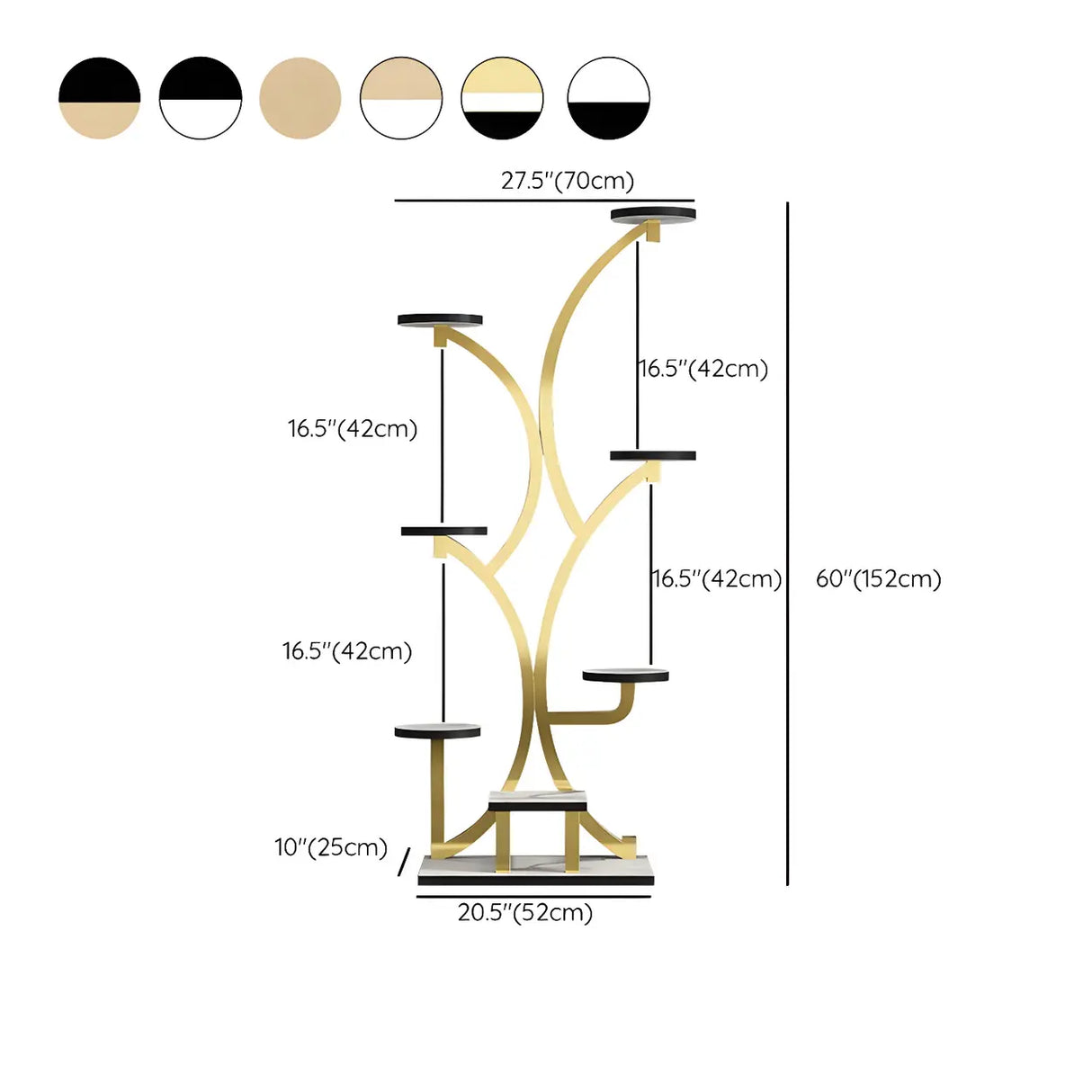 Creative Tree-Shaped Metal Round Shelves Black Plant Stand