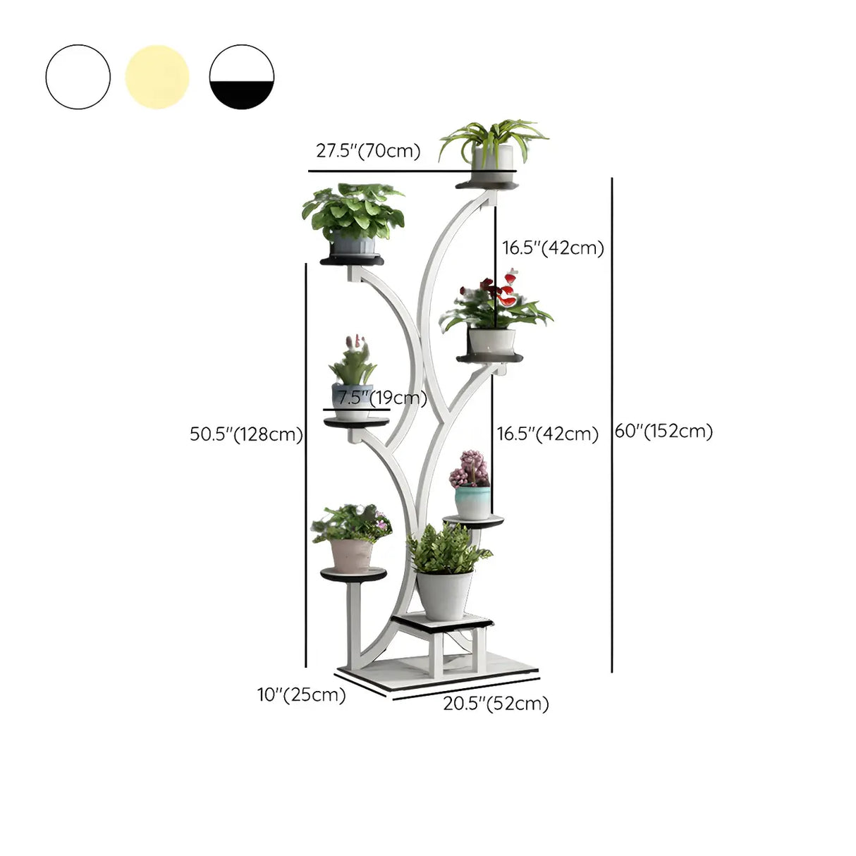 Creative Tree-Shaped Metal Round Shelves Black Plant Stand Image - 25