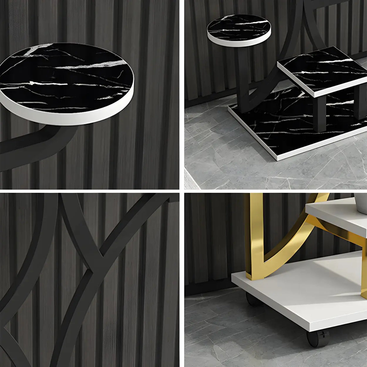 Creative Tree-Shaped Metal Round Shelves Black Plant Stand Image - 3