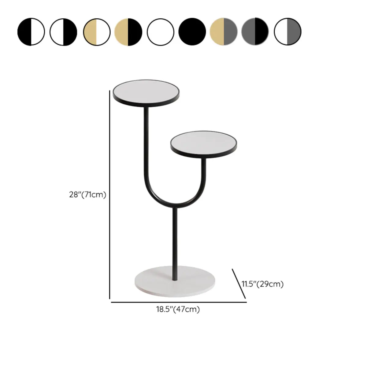 Creative U-Shaped 2 Tray Metal Floor Plant Stand White