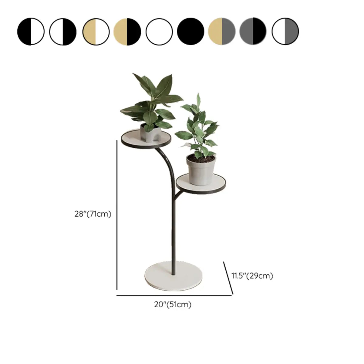Creative U-Shaped 2 Tray Metal Floor Plant Stand White Image - 25
