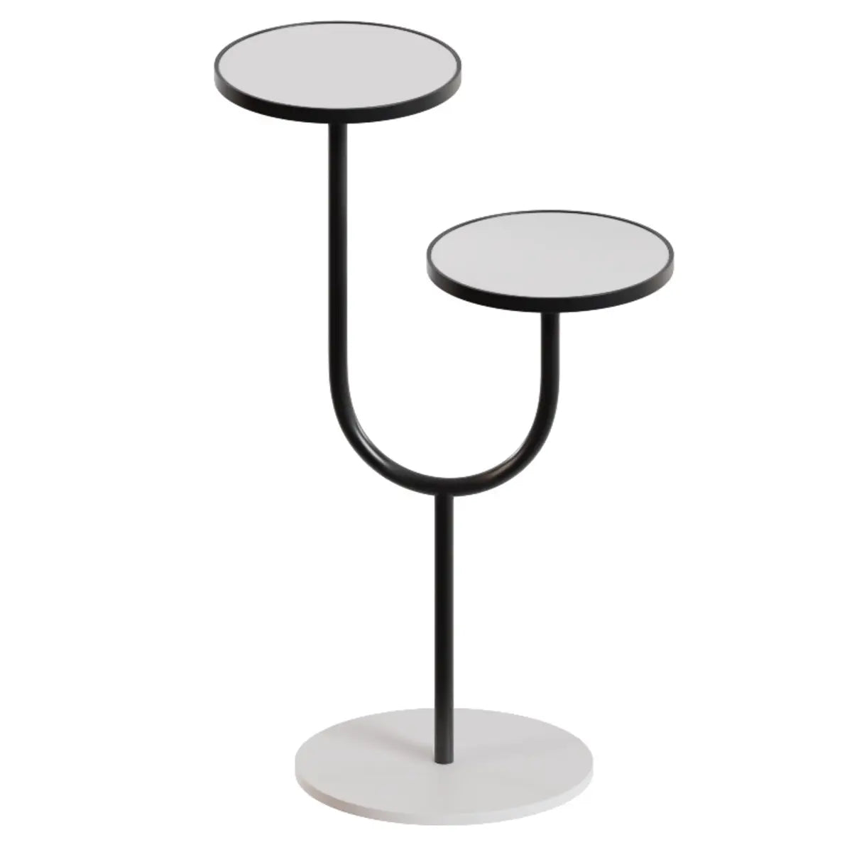 Creative U-Shaped 2 Tray Metal Floor Plant Stand White Image - 5
