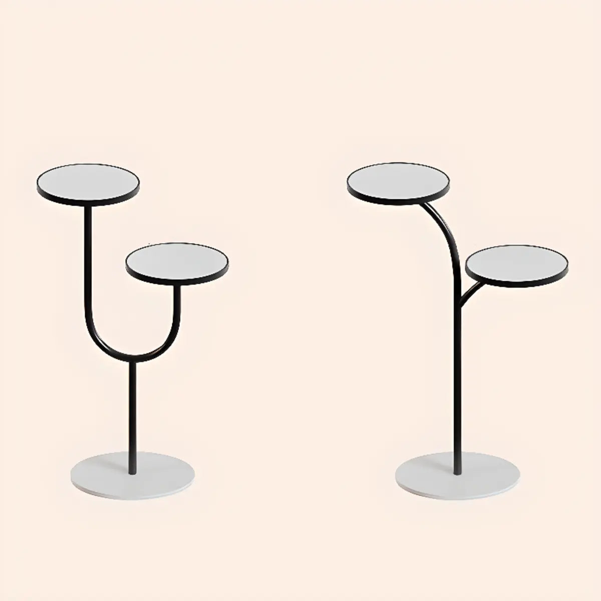 Creative U-Shaped 2 Tray Metal Floor Plant Stand White Image - 7