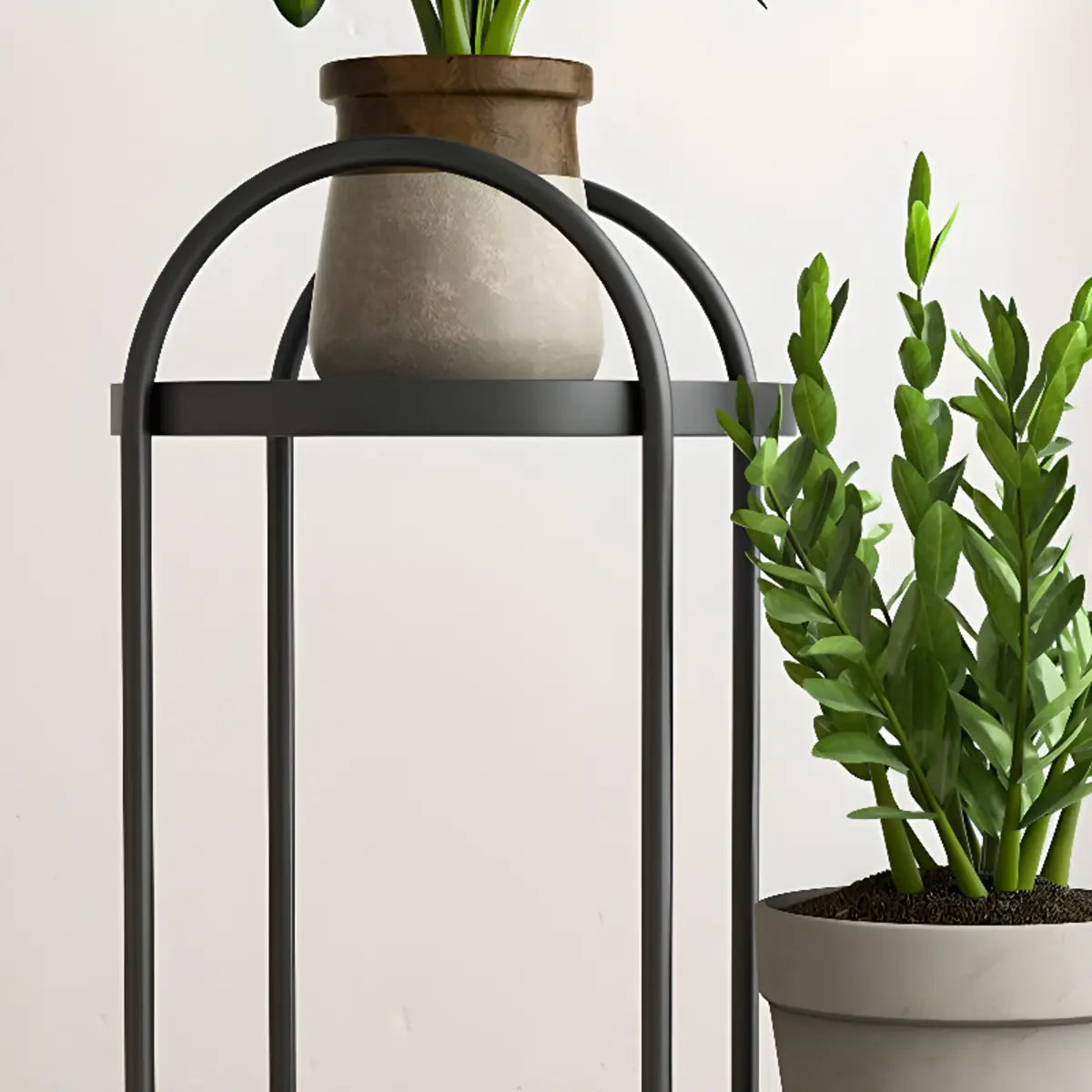 Creative Wavy 2 Tiers Round Metal Floor Plant Stand Image - 10