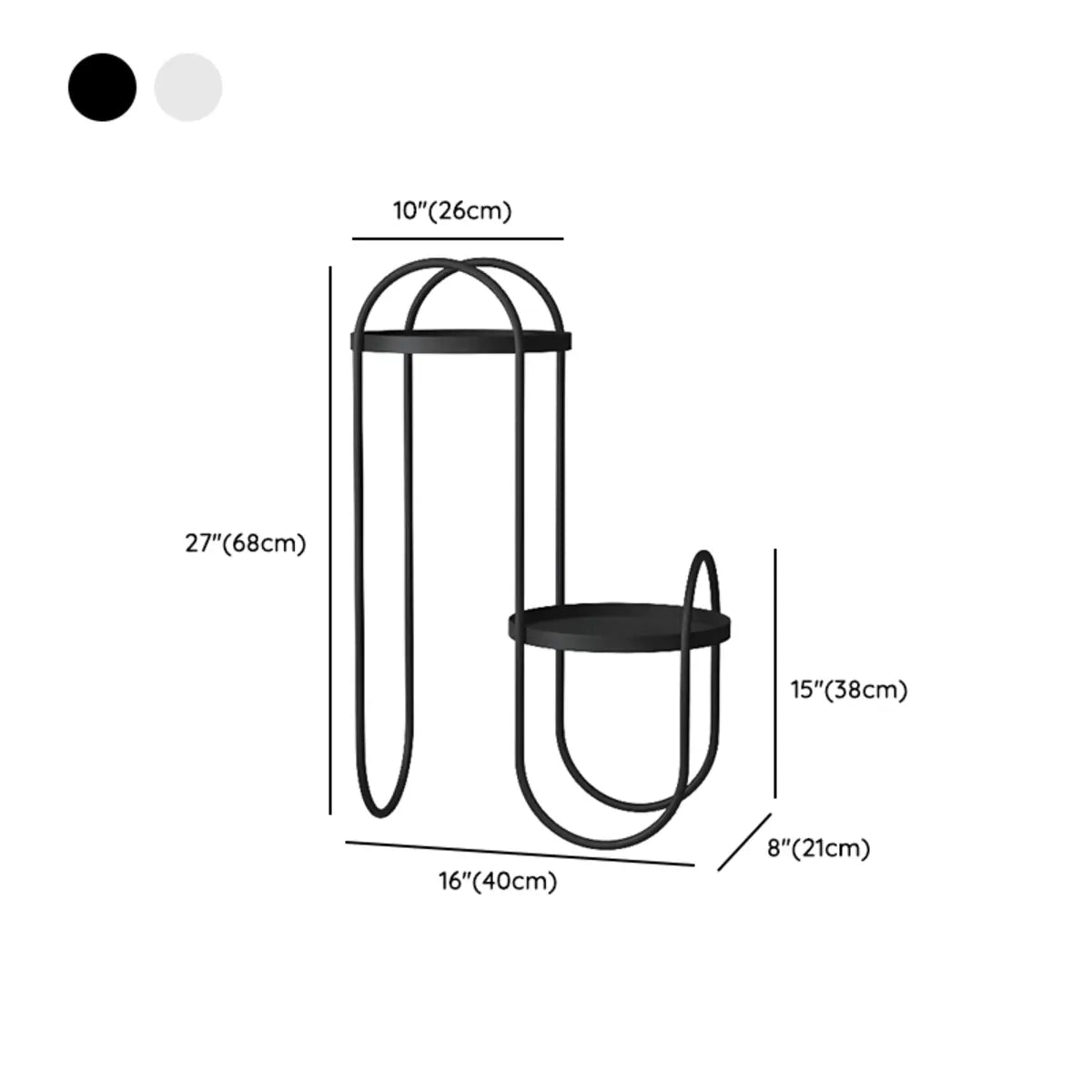 Creative Wavy 2 Tiers Round Metal Floor Plant Stand