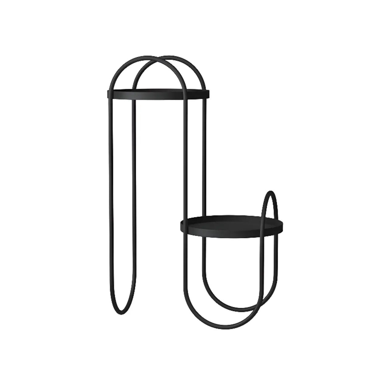 Creative Wavy 2 Tiers Round Metal Floor Plant Stand Image - 7