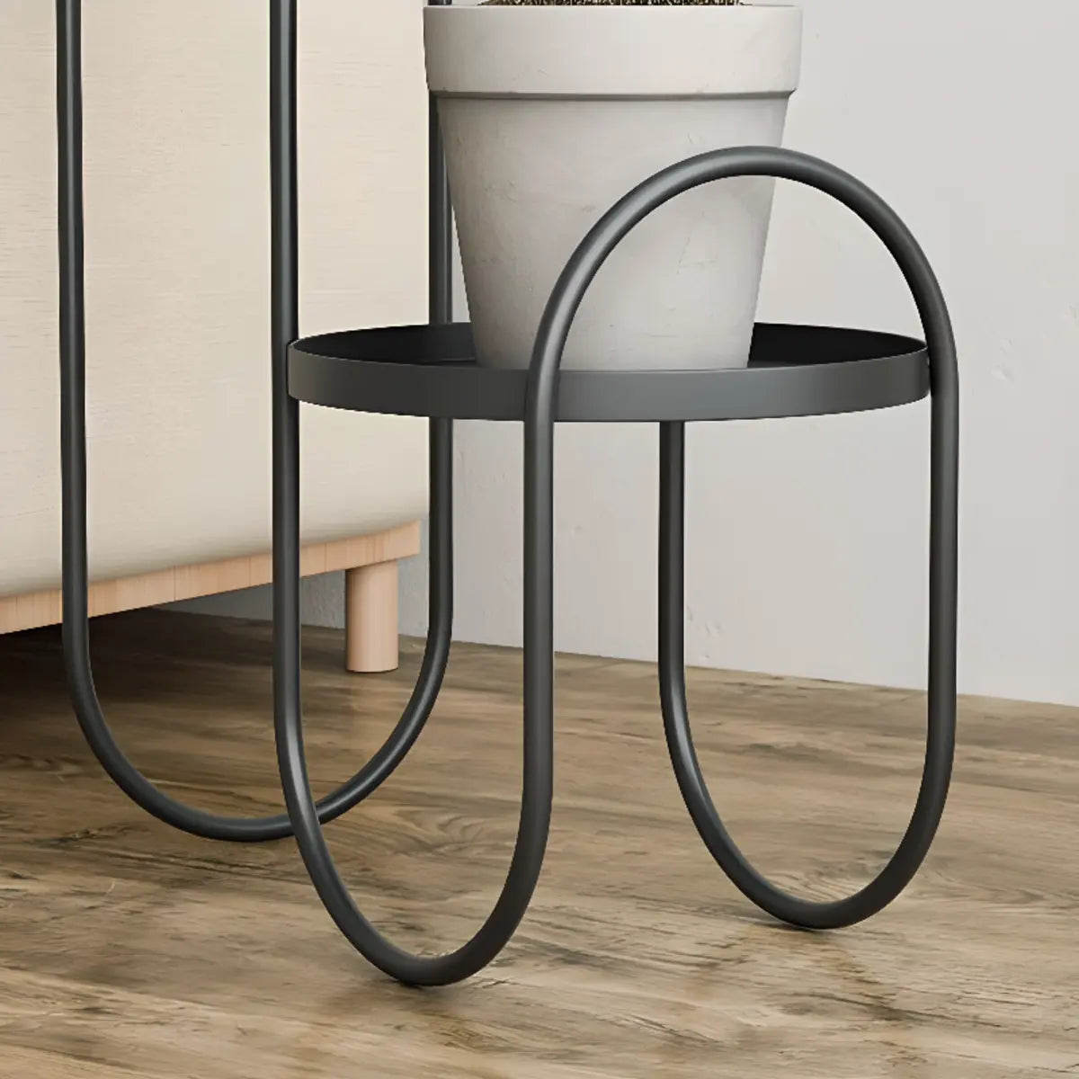 Creative Wavy 2 Tiers Round Metal Floor Plant Stand Image - 8