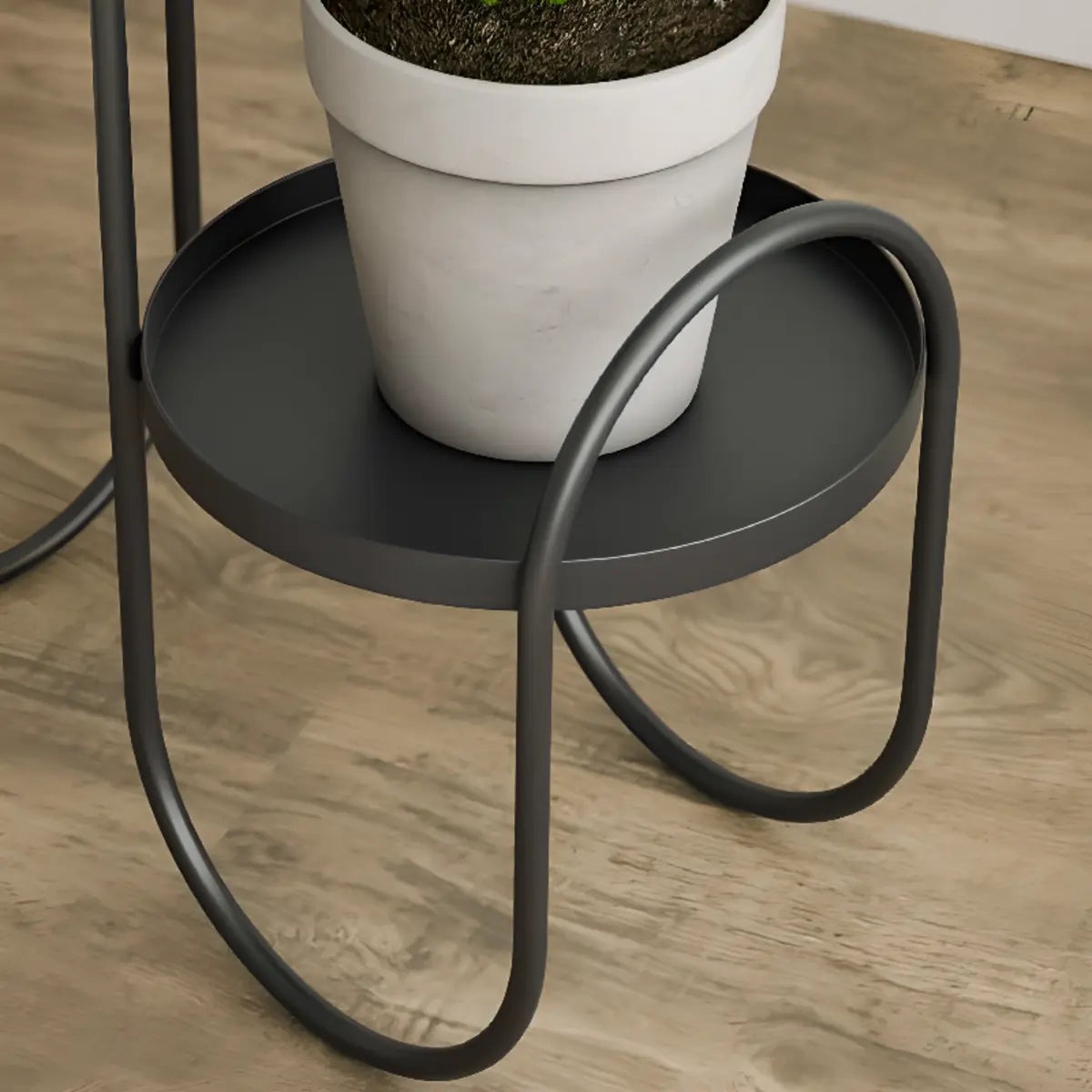 Creative Wavy 2 Tiers Round Metal Floor Plant Stand Image - 9