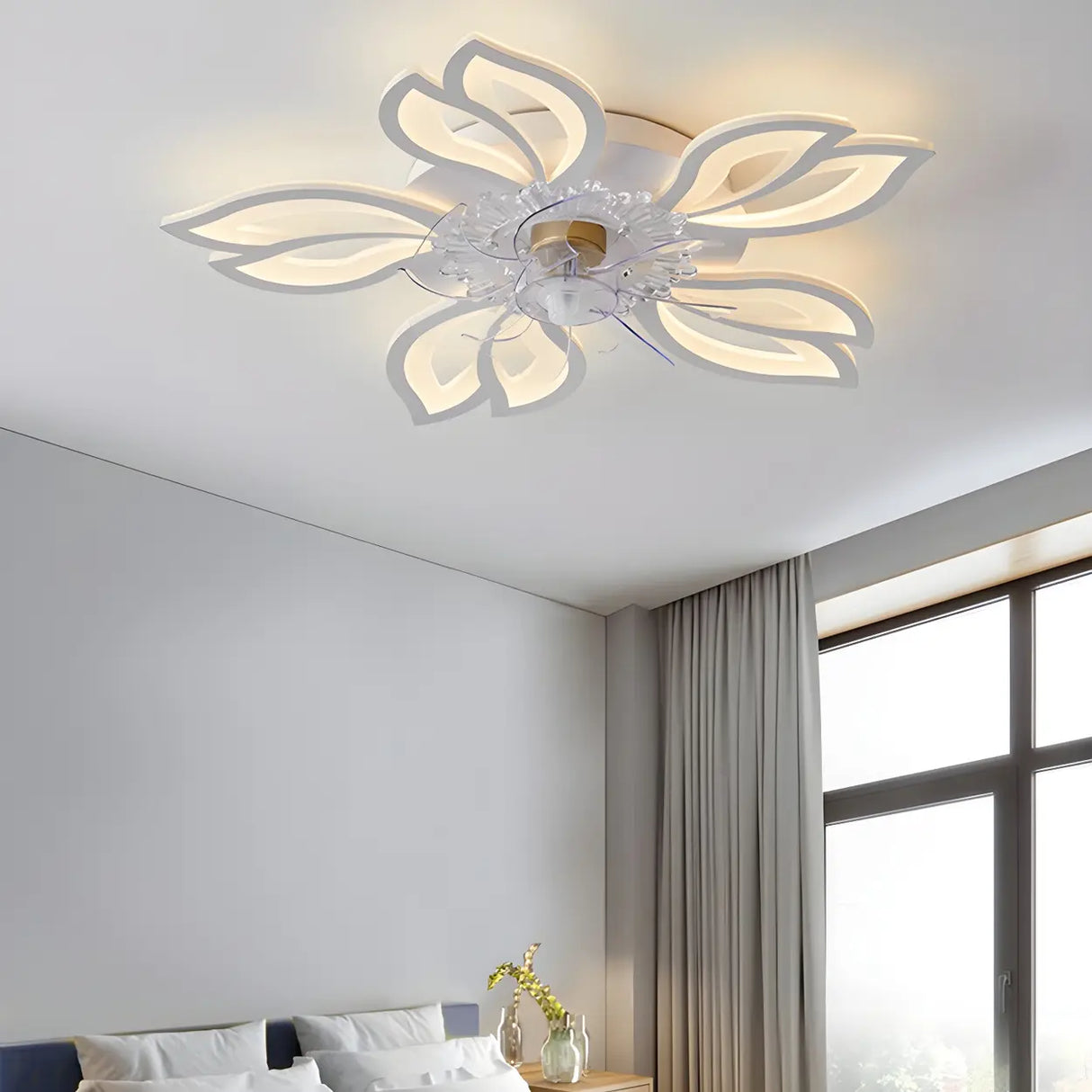 Creative White Branch Flush Ceiling Fan with Lights Image - 1