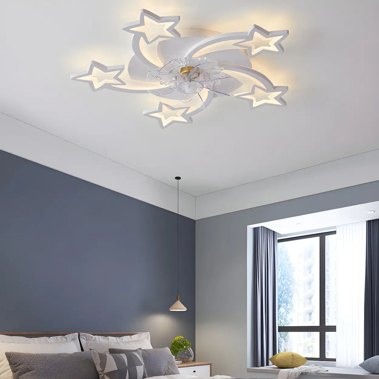 Creative White Branch Flush Ceiling Fan with Lights Image - 14