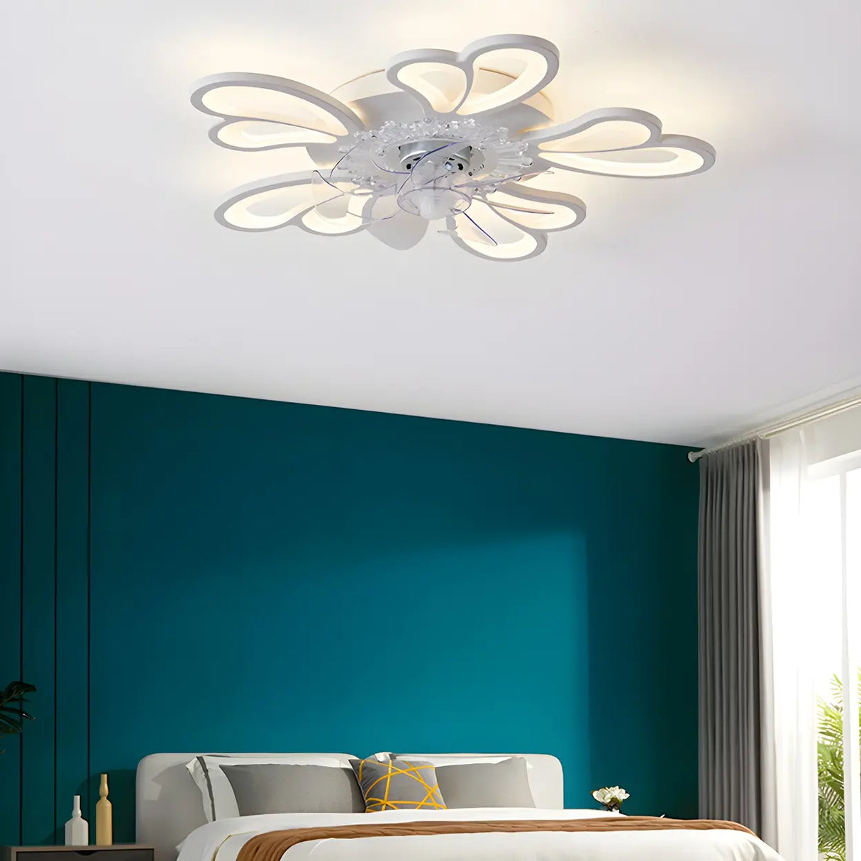 Creative White Branch Flush Ceiling Fan with Lights Image - 2