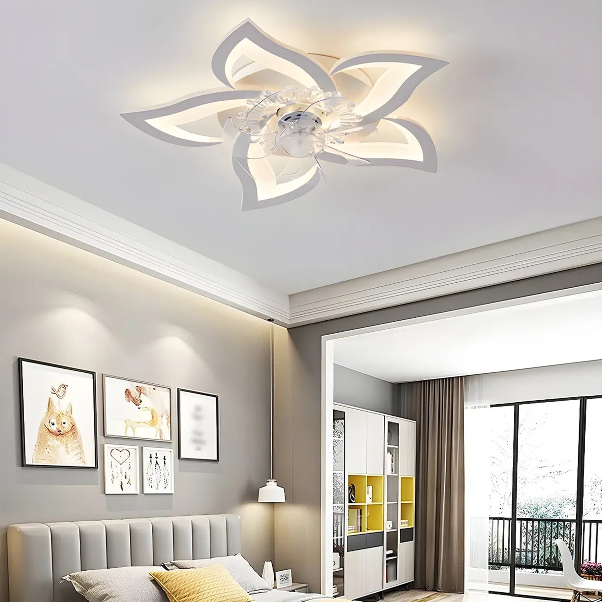 Creative White Branch Flush Ceiling Fan with Lights Image - 4