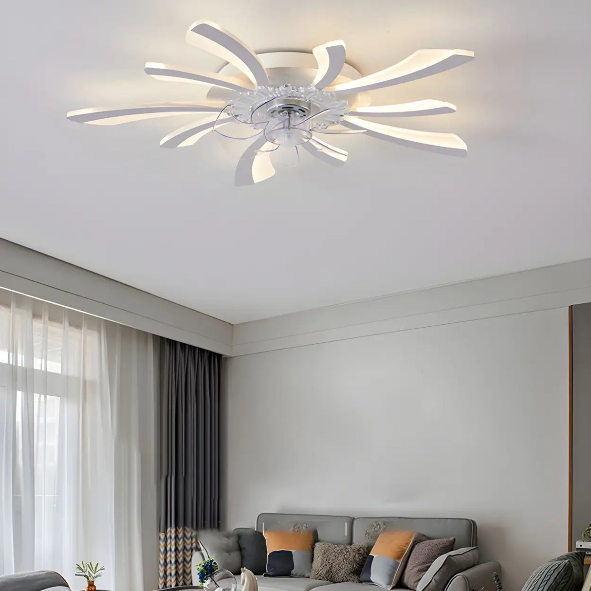 Creative White Branch Flush Ceiling Fan with Lights Image - 5