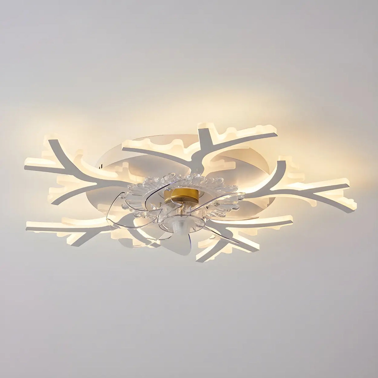 Creative White Branch Flush Ceiling Fan with Lights Image - 9