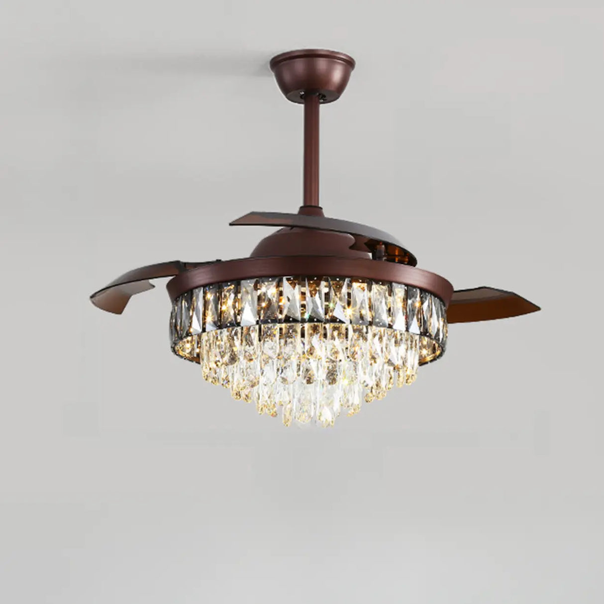 Crystal Chandelier Ceiling Fan with Retractable Blades Image - 2