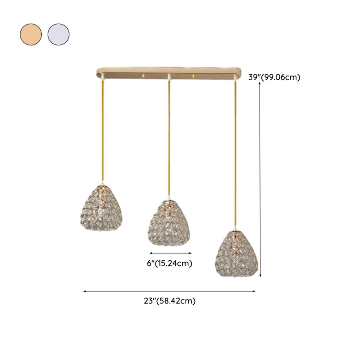 Crystal Modern 3-Light Teardrop Island Pendant Light