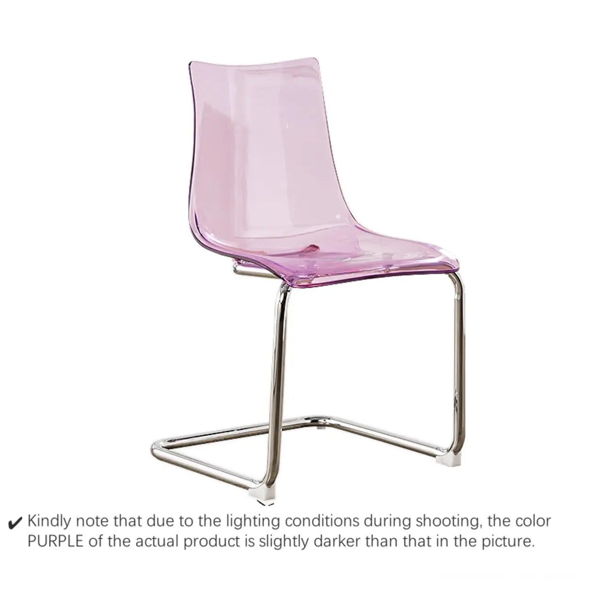 Curved Back Acrylic Cantilever Armless Dining Chair Image - 5
