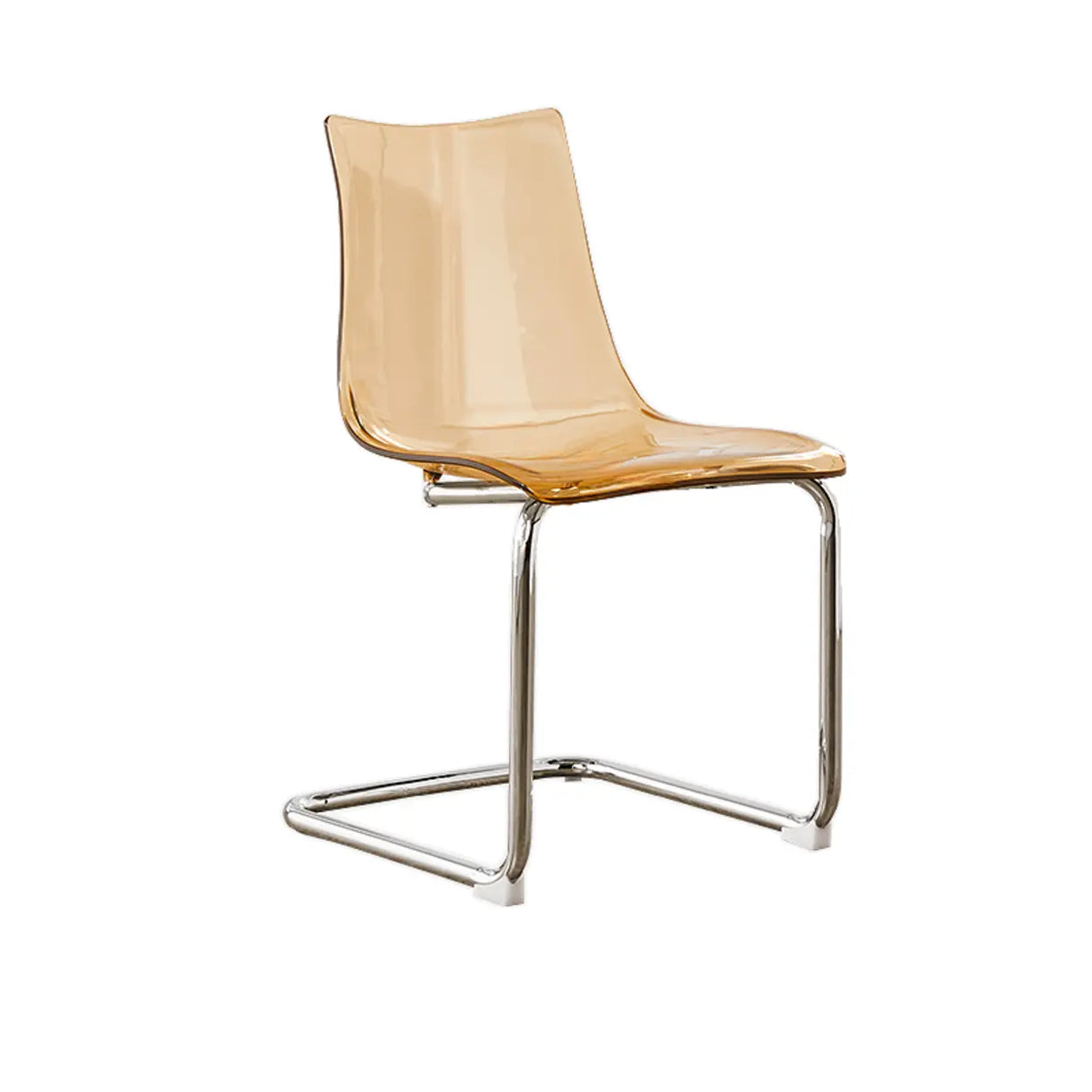 Curved Back Acrylic Cantilever Armless Dining Chair Image - 6