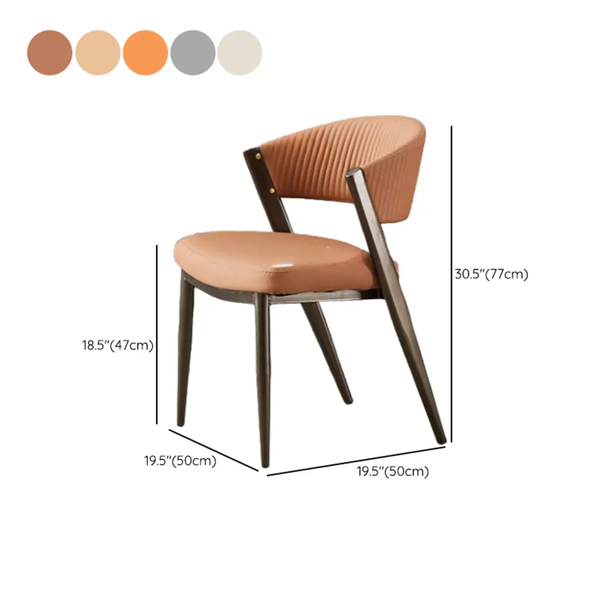 Curved Back Faux Leather Metal Dining Chair Champagne