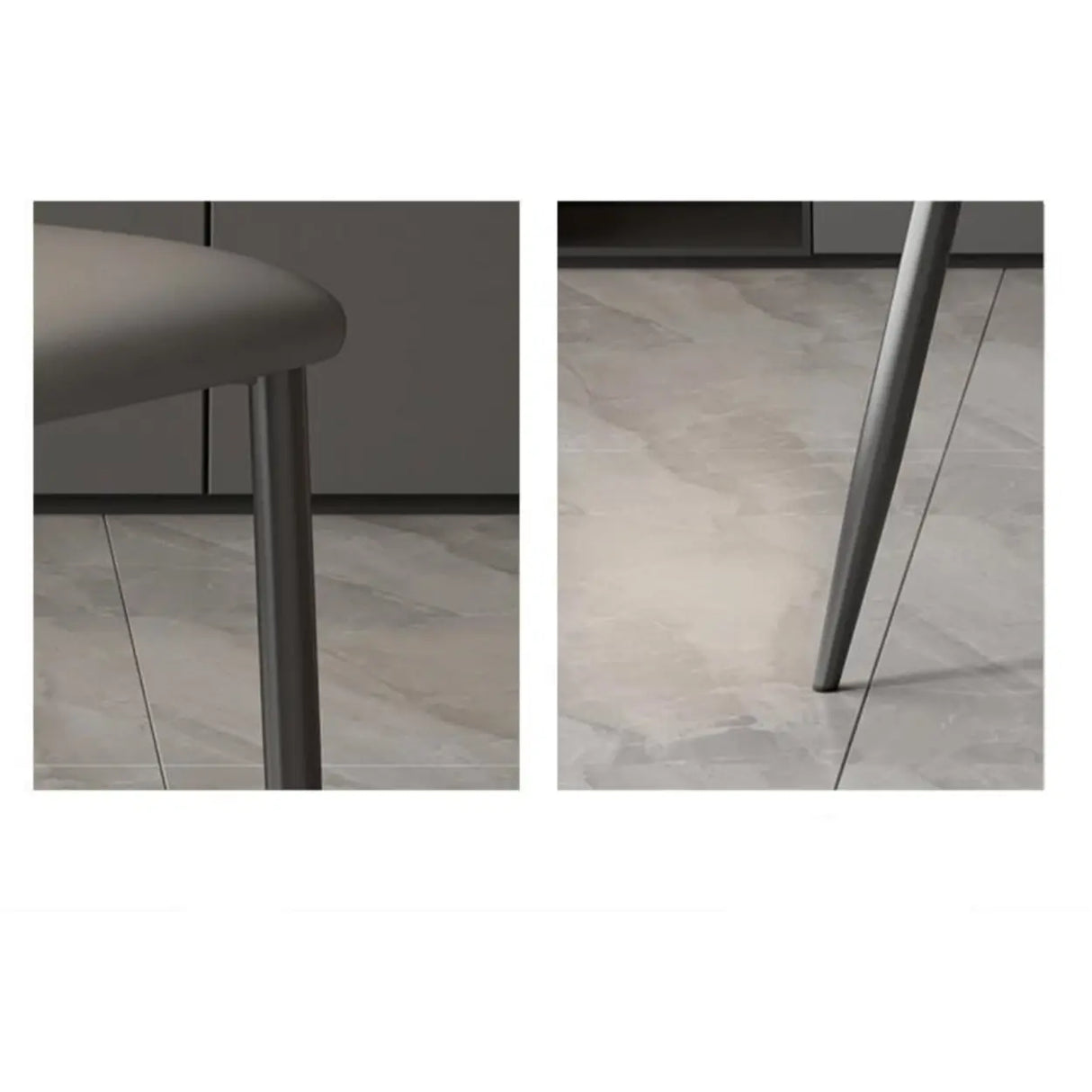 Curved Back Faux Leather Metal Legs Dining Chair Brown Image - 5