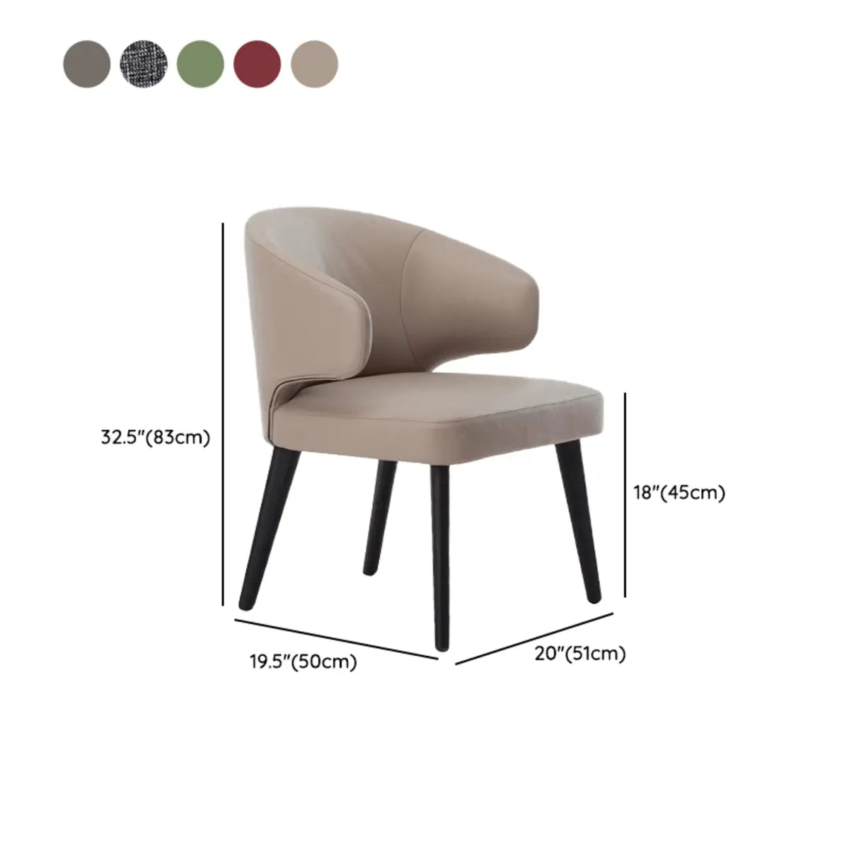 Curved Back Upholstered Arm Chair Dining Chair Black