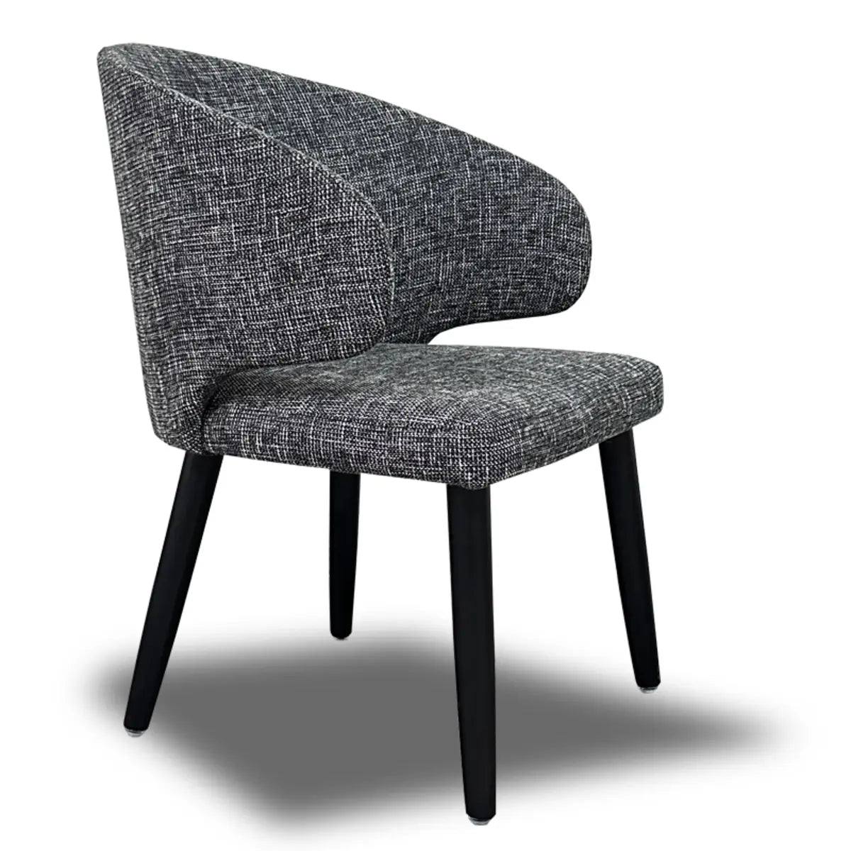 Curved Back Upholstered Arm Chair Dining Chair Black Image - 2