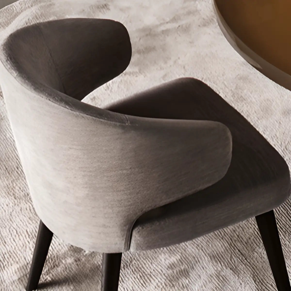 Curved Back Upholstered Arm Chair Dining Chair Black Image - 8