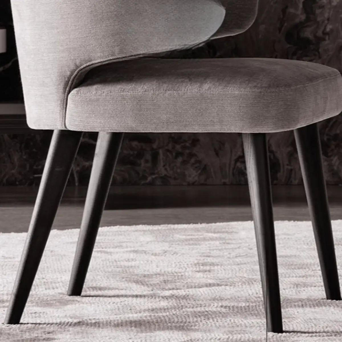 Curved Back Upholstered Arm Chair Dining Chair Black Image - 9