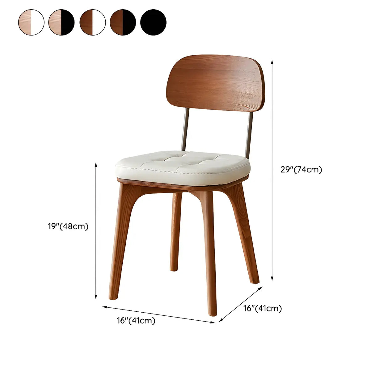 Curved Faux Leather Arm Chair Ash Wood Dining Chair