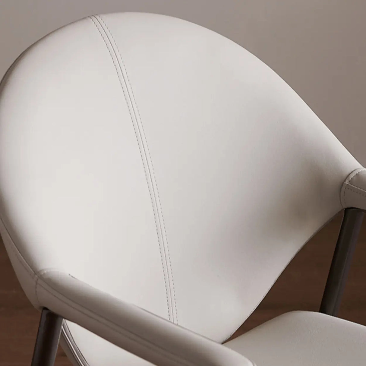 Curved Faux Leather Armrest Metal Dining Chairs Gray Image - 4