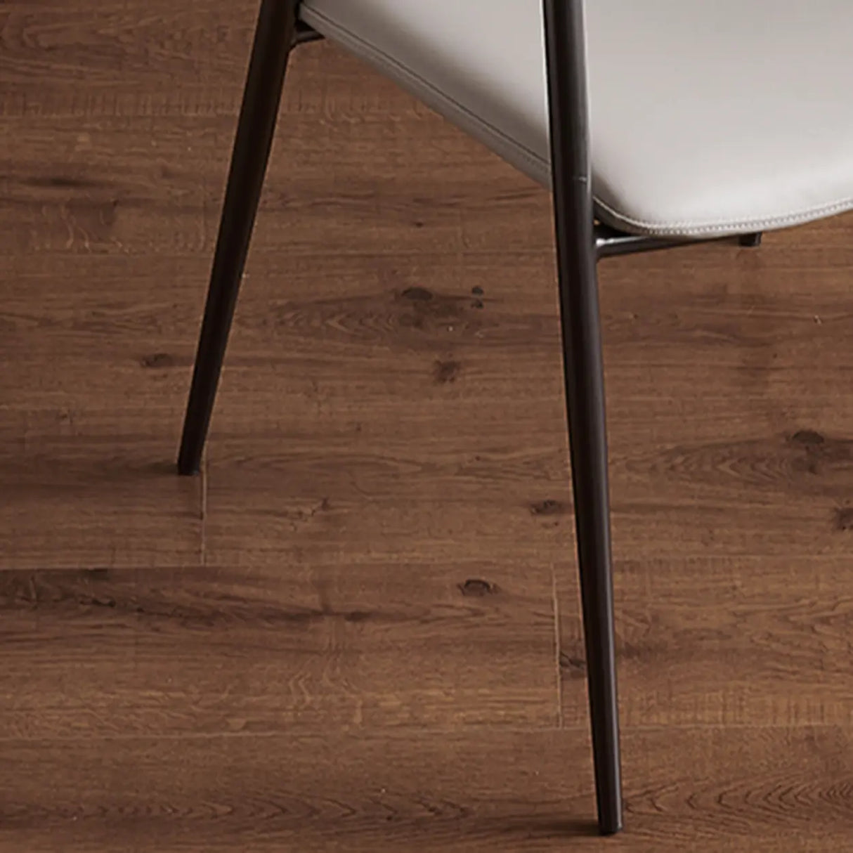 Curved Faux Leather Armrest Metal Dining Chairs Gray Image - 5