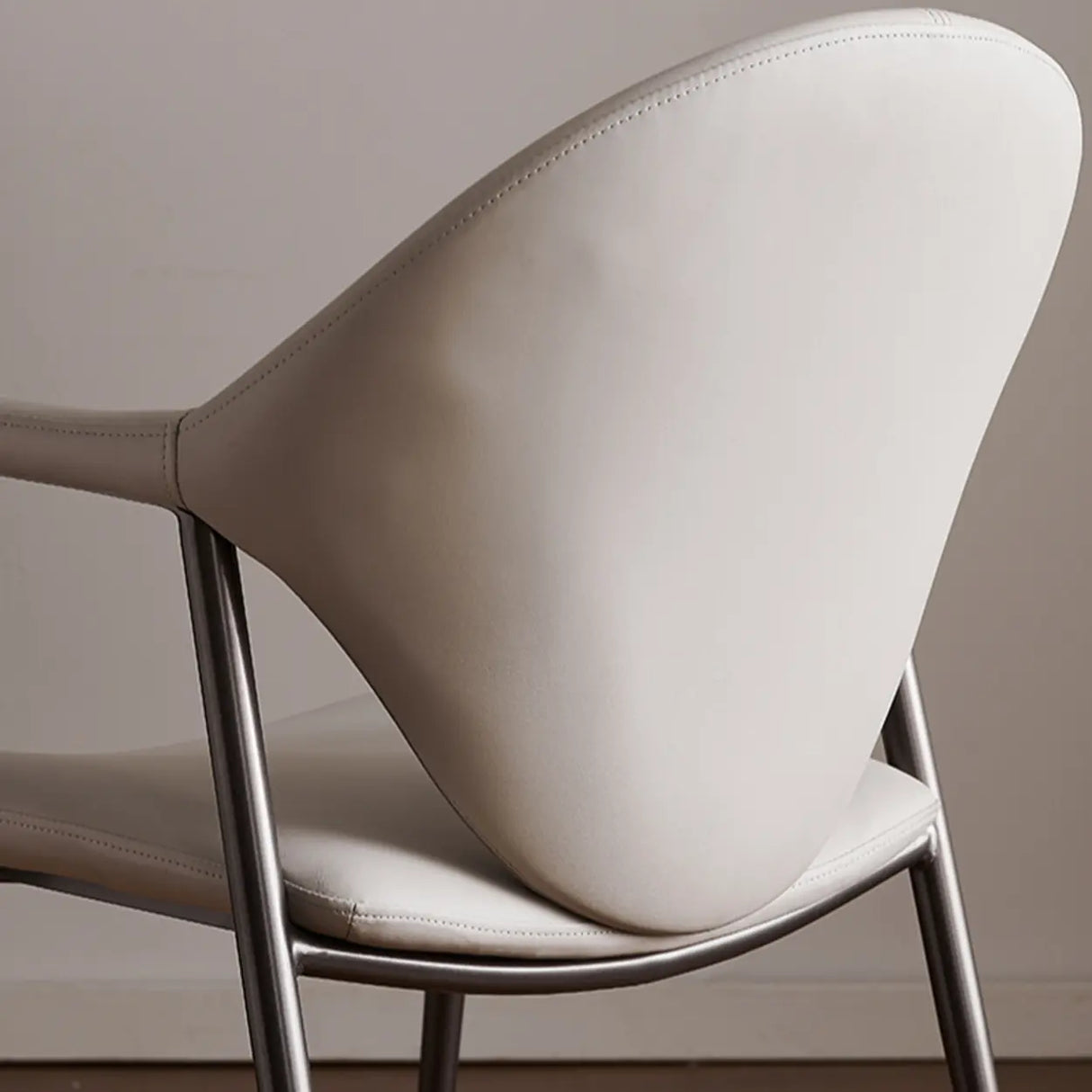 Curved Faux Leather Armrest Metal Dining Chairs Gray Image - 6