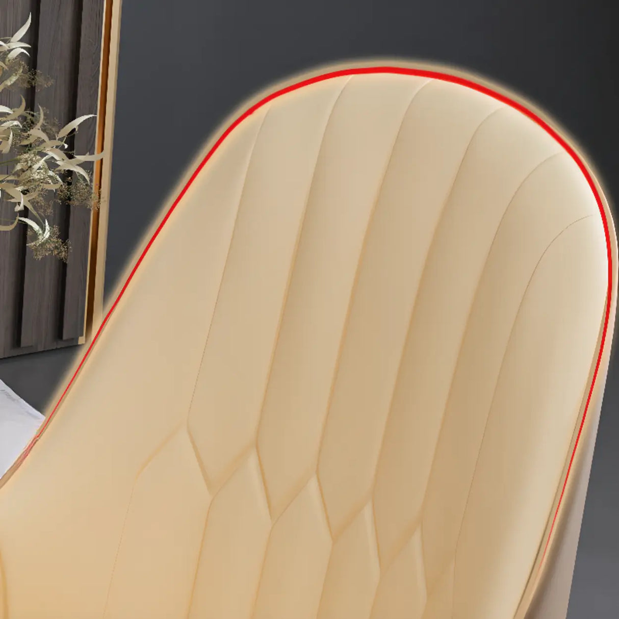 Curved Leather Upholstered Arm Standard Dining Chair Image - 14