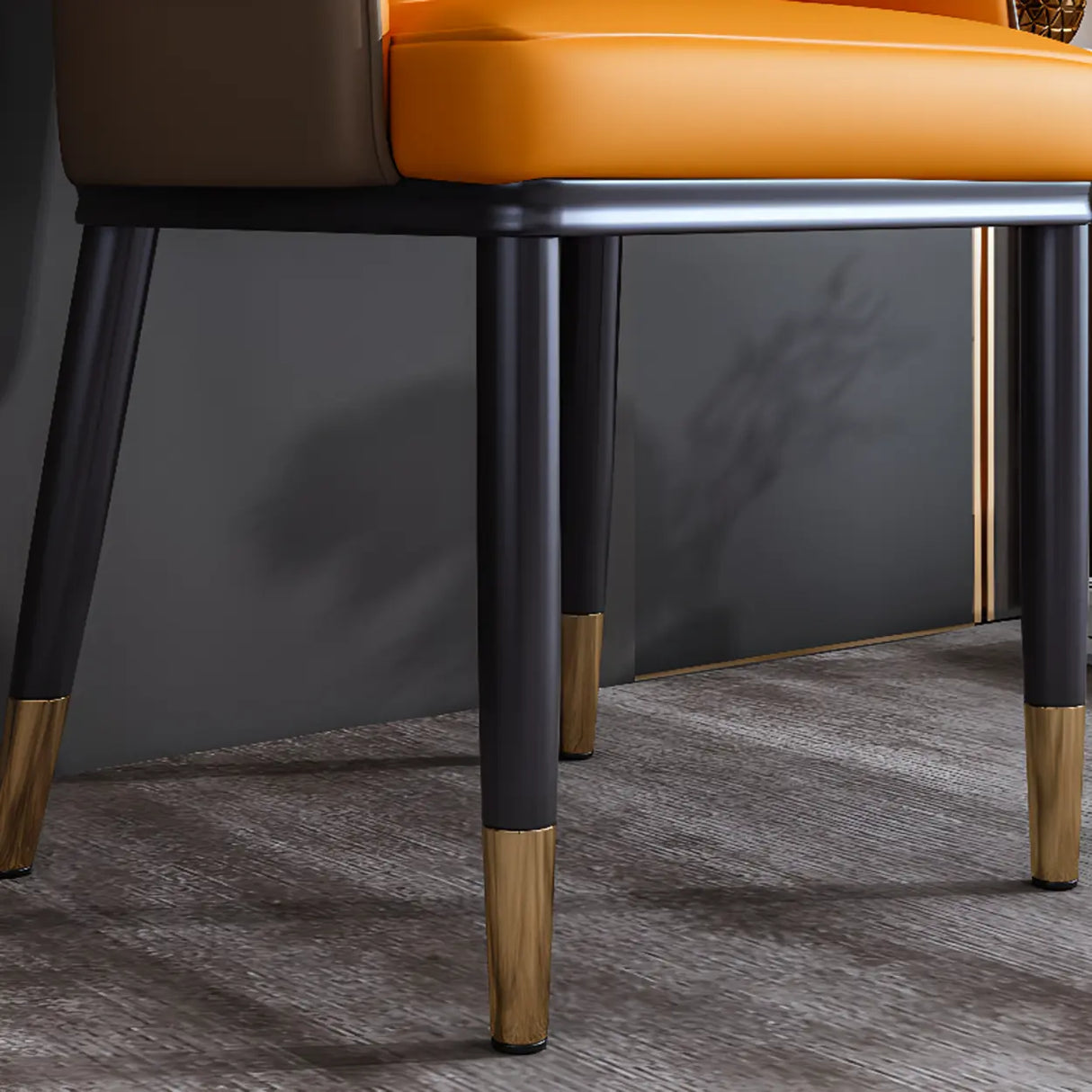 Curved Leather Upholstered Arm Standard Dining Chair Image - 18