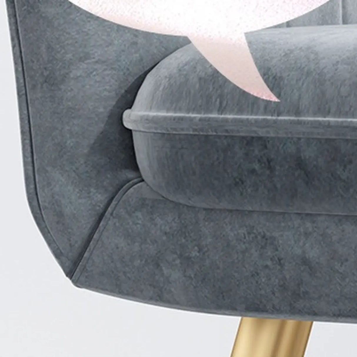 Curved Solid Back Fabric Armrest Dining Chair Green Image - 14