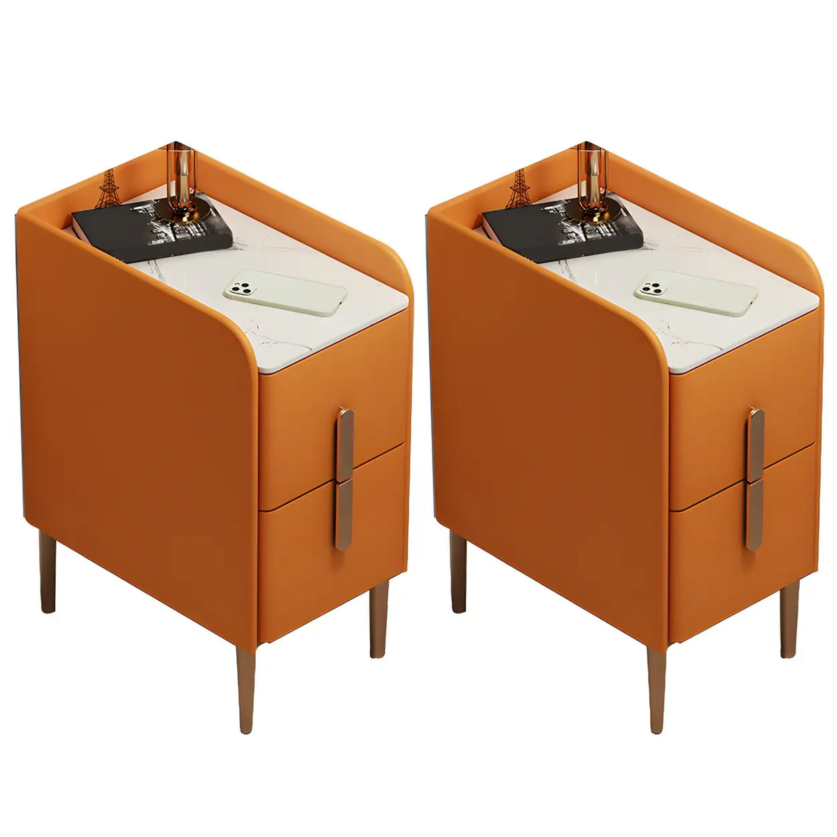 Curved Stone Off-White Stylish Functional Nightstand Image - 10