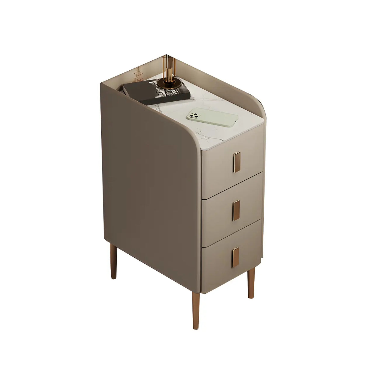 Curved Stone Off-White Stylish Functional Nightstand Image - 15