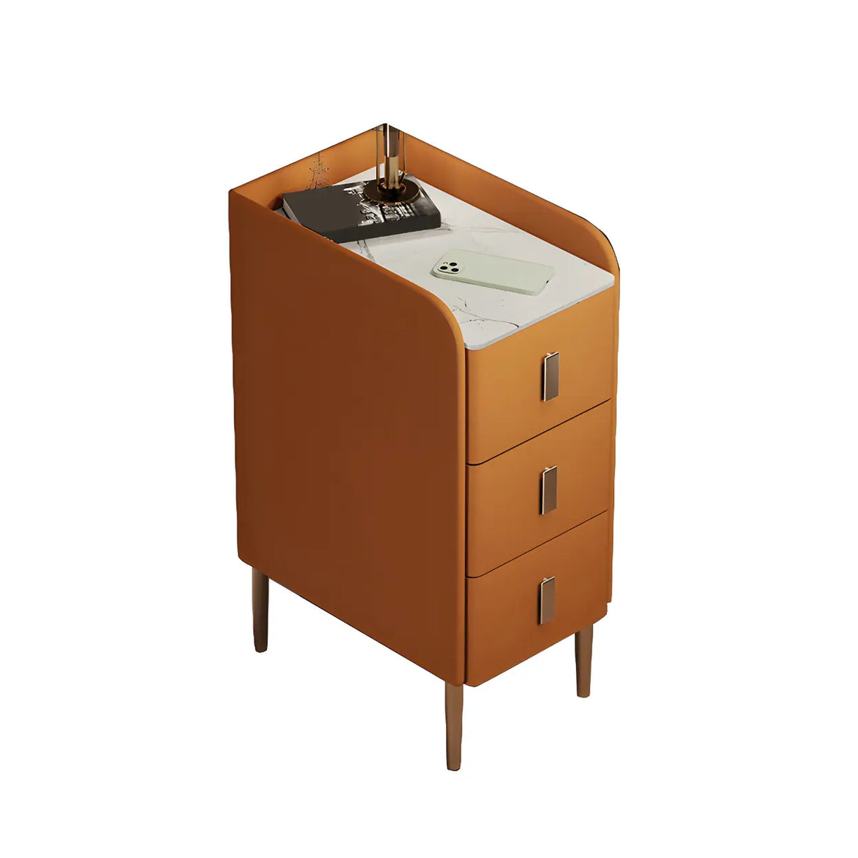 Curved Stone Off-White Stylish Functional Nightstand Image - 23