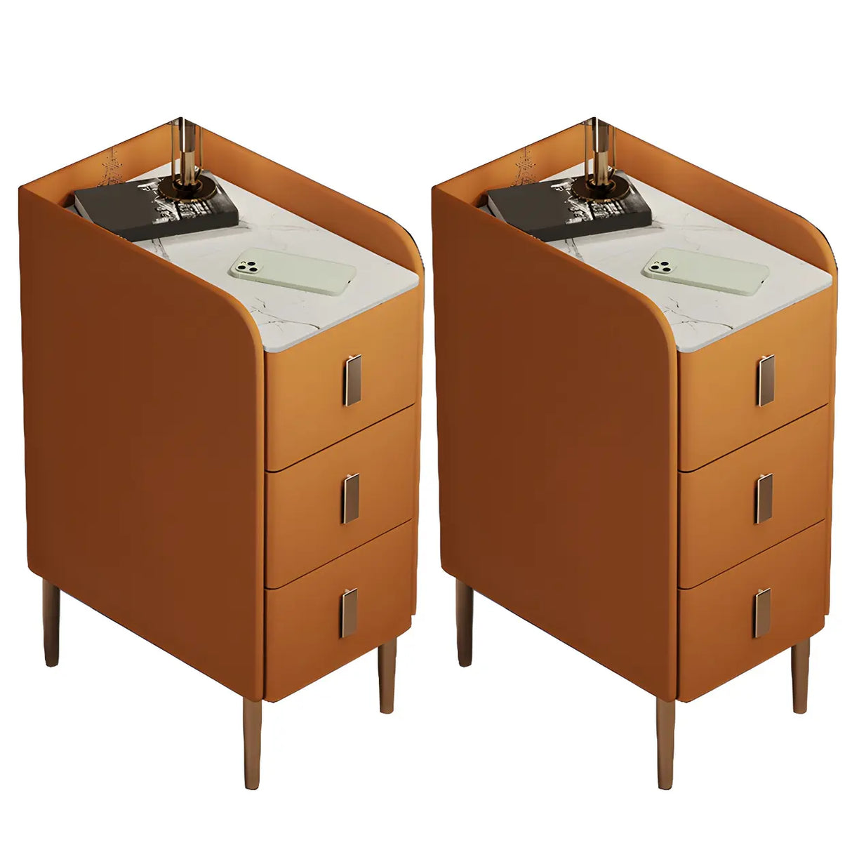 Curved Stone Off-White Stylish Functional Nightstand Image - 24